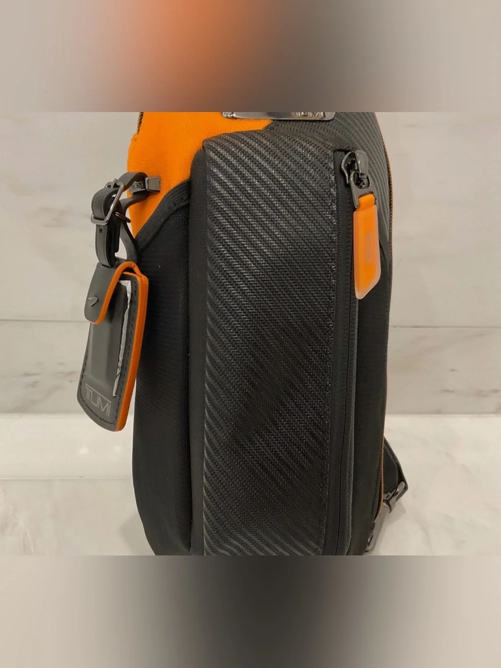 NEW Tumi McLaren Esports Downforce PRO Sling Crossbody - Black & Papaya Orange